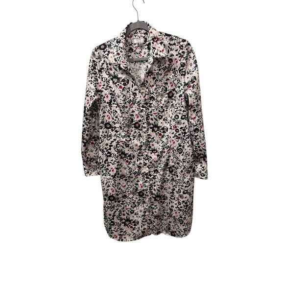 Untuckit Womens Floral Button-Down Dress With Waist Tie Pink/Black/White Size 12 - Picture 1 of 5